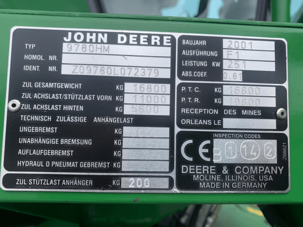 MOISSONNEUSE BATTEUSE JOHN DEERE 9780 CTS HM - Coupe 6,10 m